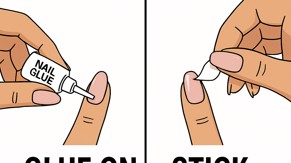 Press-on nails: The difference between glue on and stick on nails.