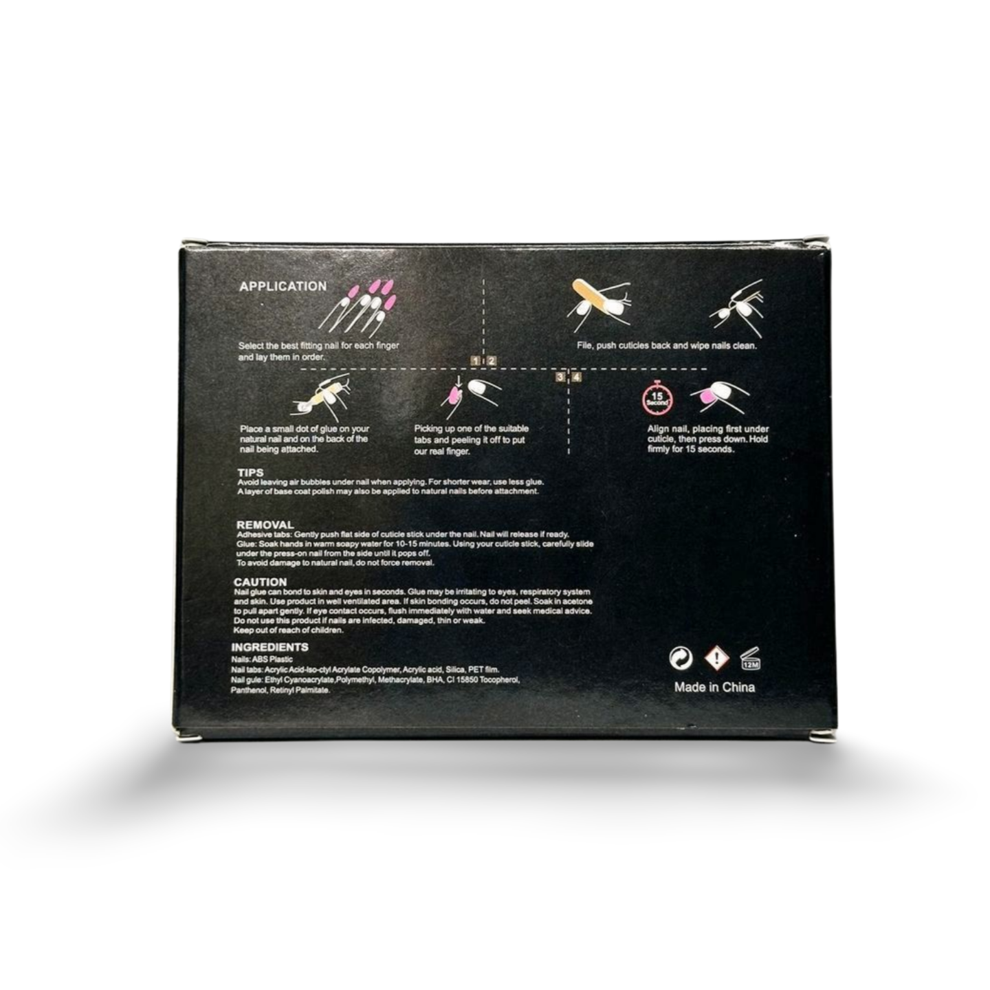 SKYE press-on nails packaging back view