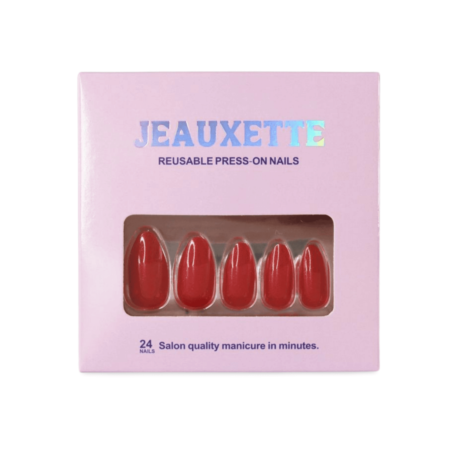 Jeauxette reusable red press-on nails packaging