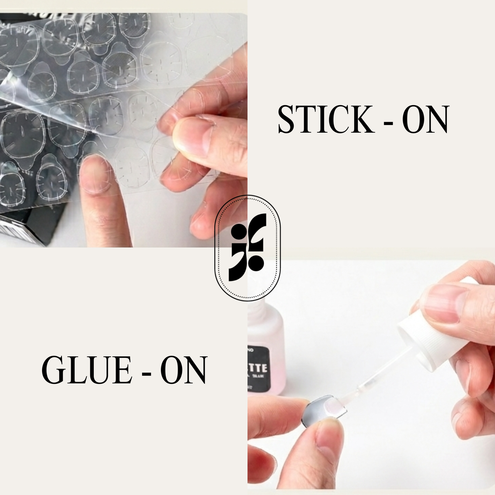 Press-on nails: The difference between glue on and stick on nails.