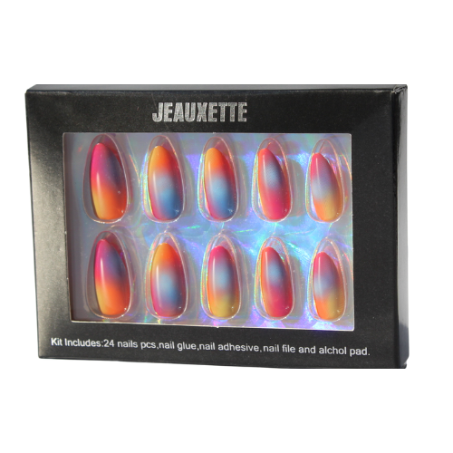 JEAUXETTE nail art kit with colorful nails in a black box