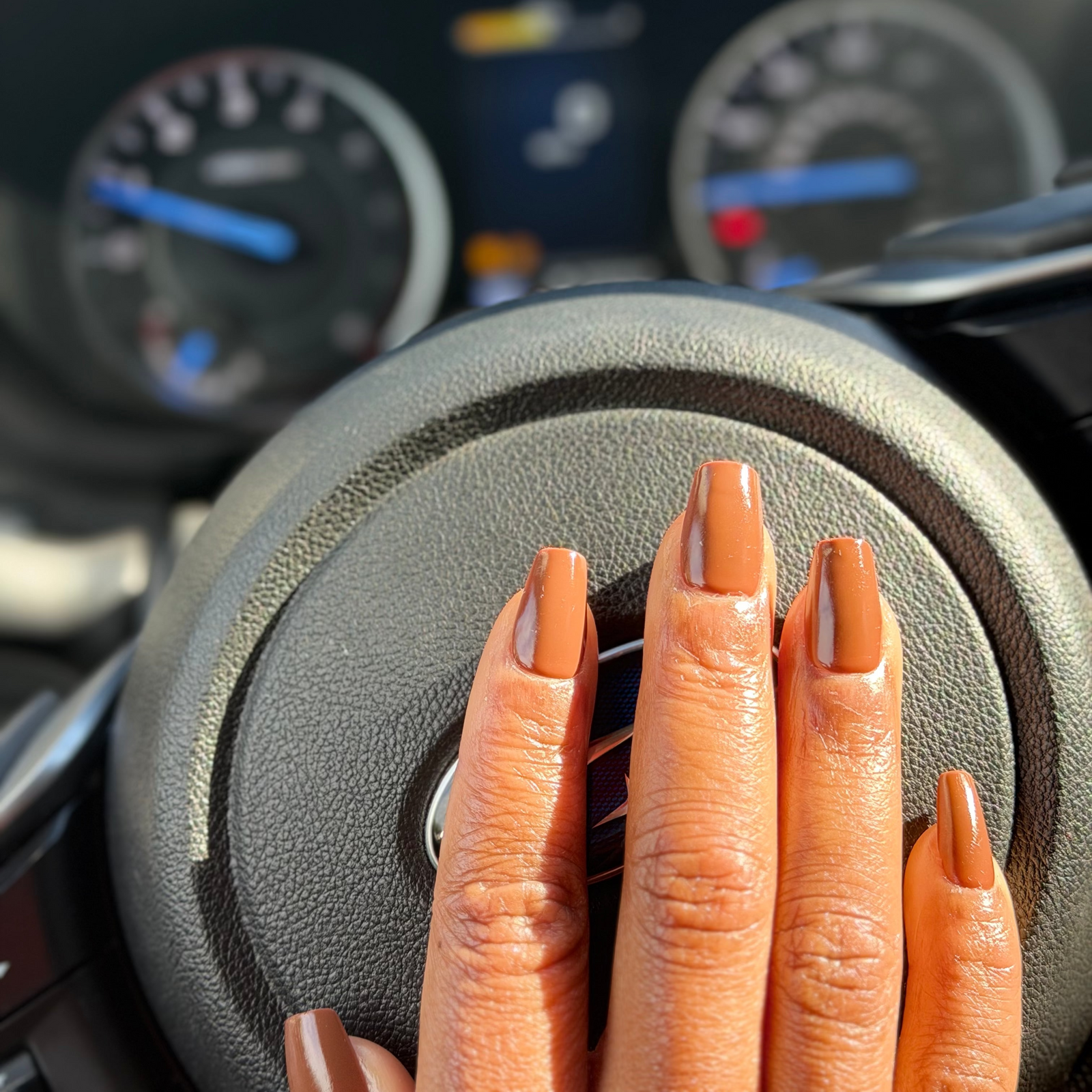 medium square chocolate brown nails