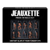 Jeauxette press-on nails kit packaging with tortoiseshell design on a white background