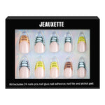 Box of Jeauxette nail art set with various nail designs on a white background